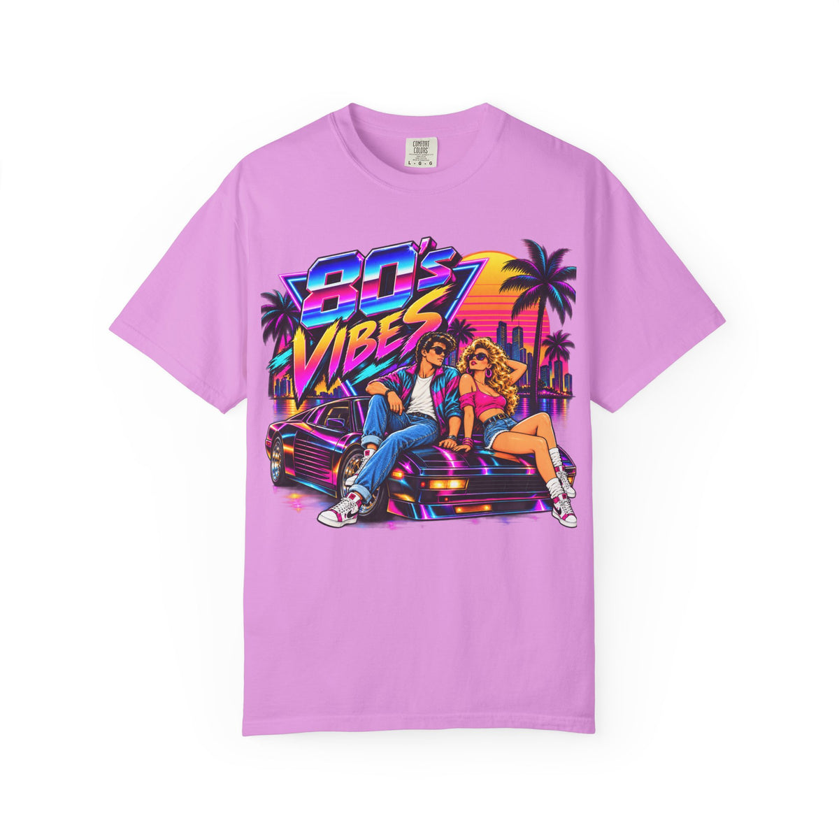 80s Vibes retro car scene T-shirt | neon palm sunset