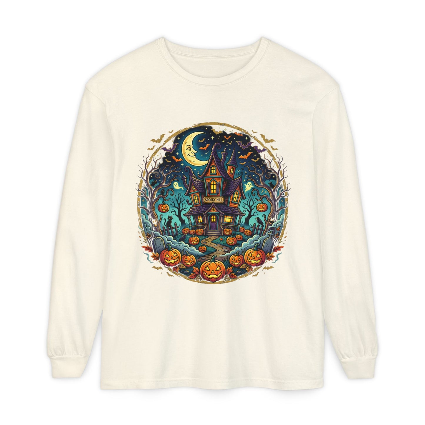 Haunted House Halloween Long Sleeve Tee