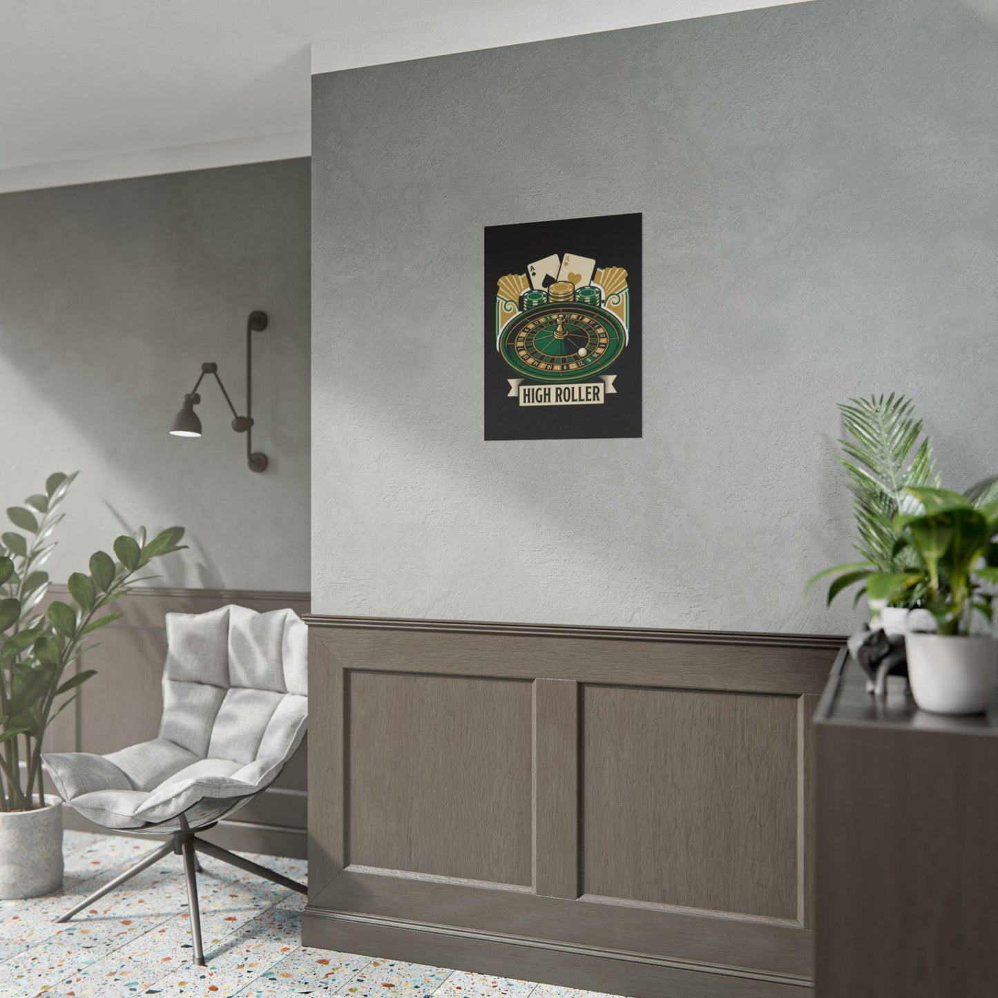 High Roller Casino Poster — Roulette & Cards Wall Art