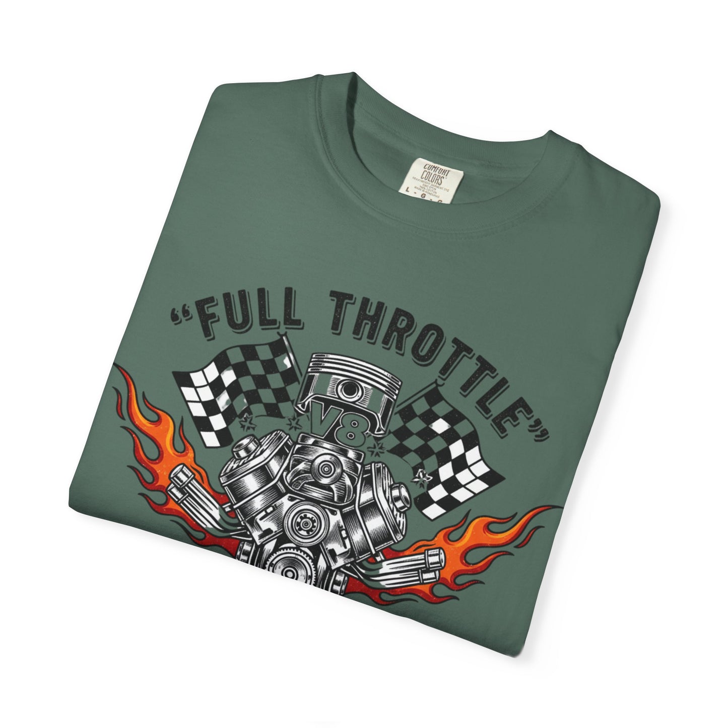 Full Throttle V8 Engine T-shirt | Racing Flags, Flames