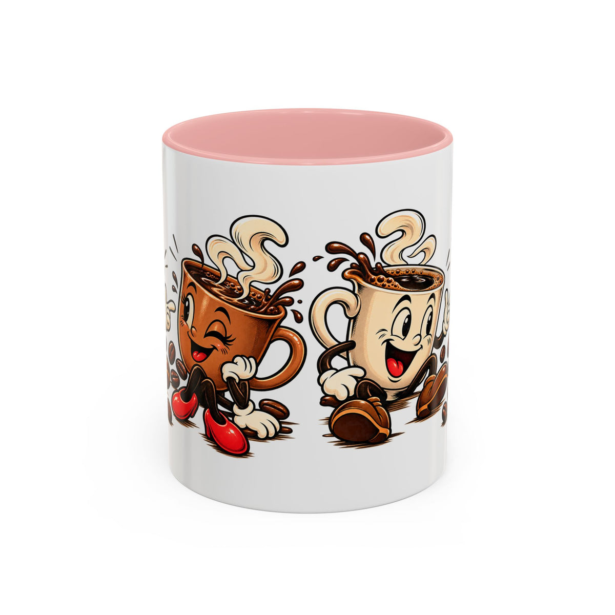 Coffee Cartoon Mug — Cute Dancing Coffee Cups Accent Mug