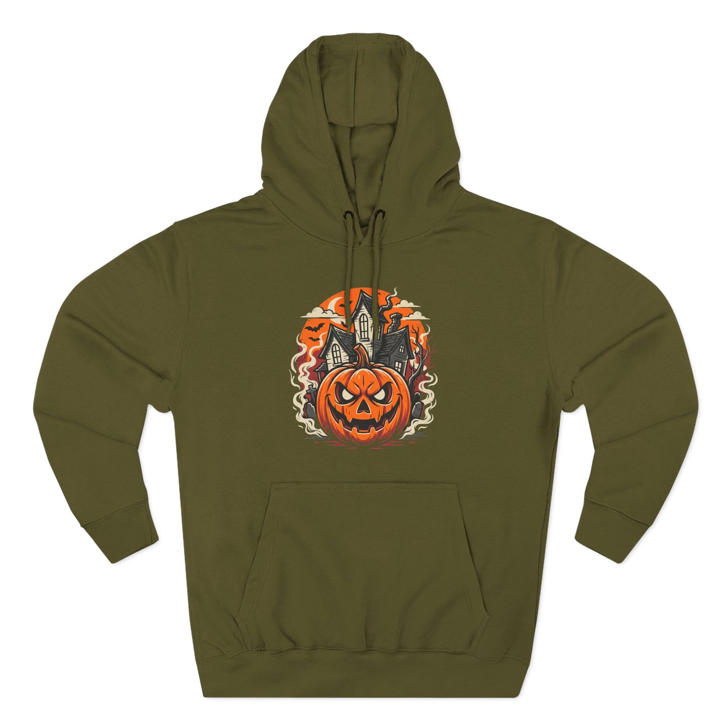Halloween Pumpkin Hoodie — Jack-O'-Lantern Haunted House Fleece Hoodie