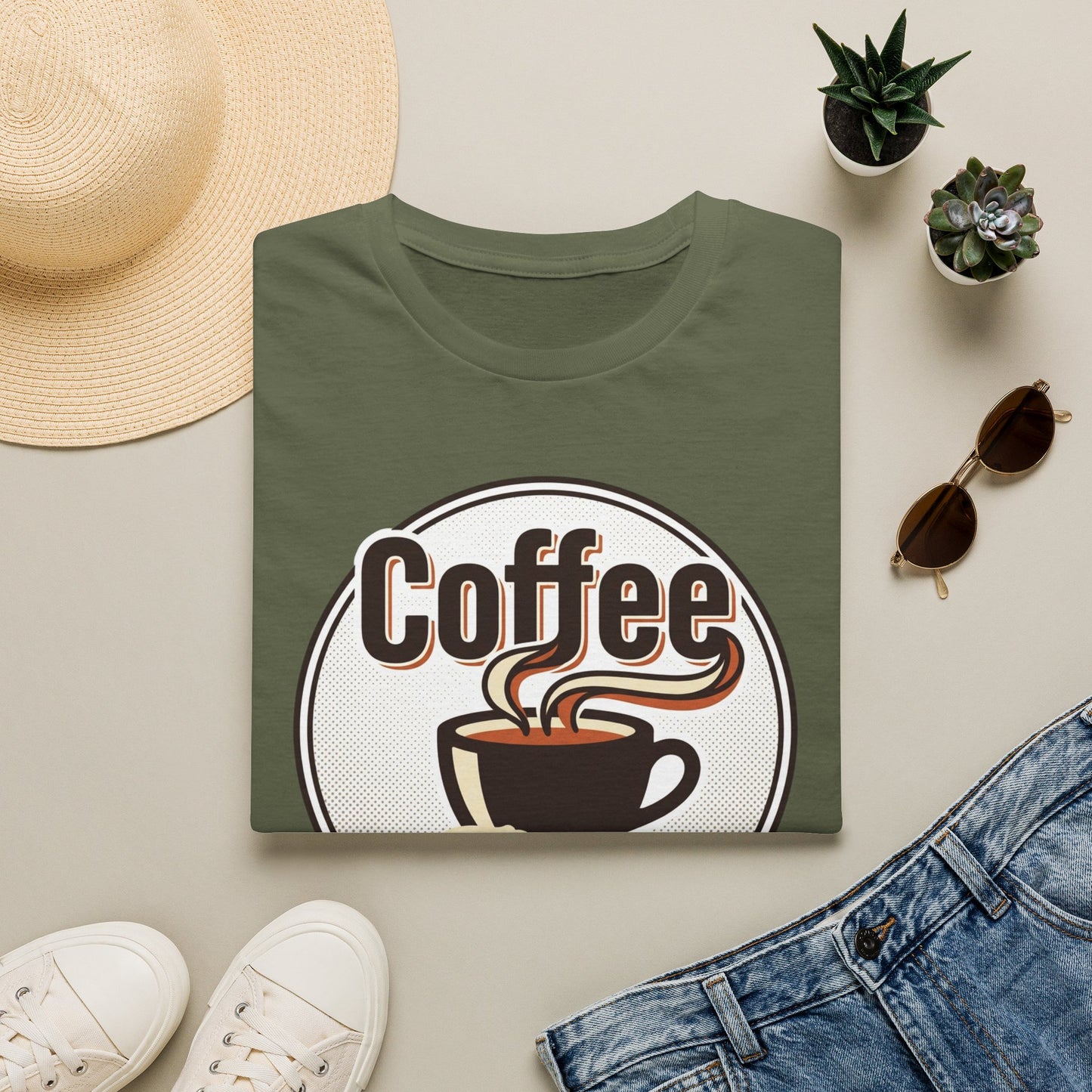 Coffee First T-Shirt — Retro Coffee Cup Graphic Tee for Coffee Lovers