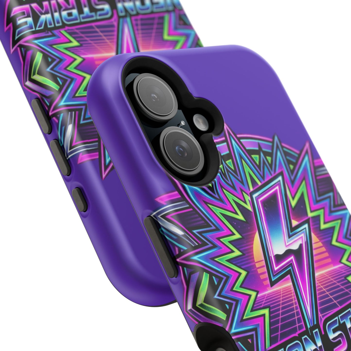 Neon Strike Phone Case — Retro 80s Lightning Magnetic Impact-Resistant Cover