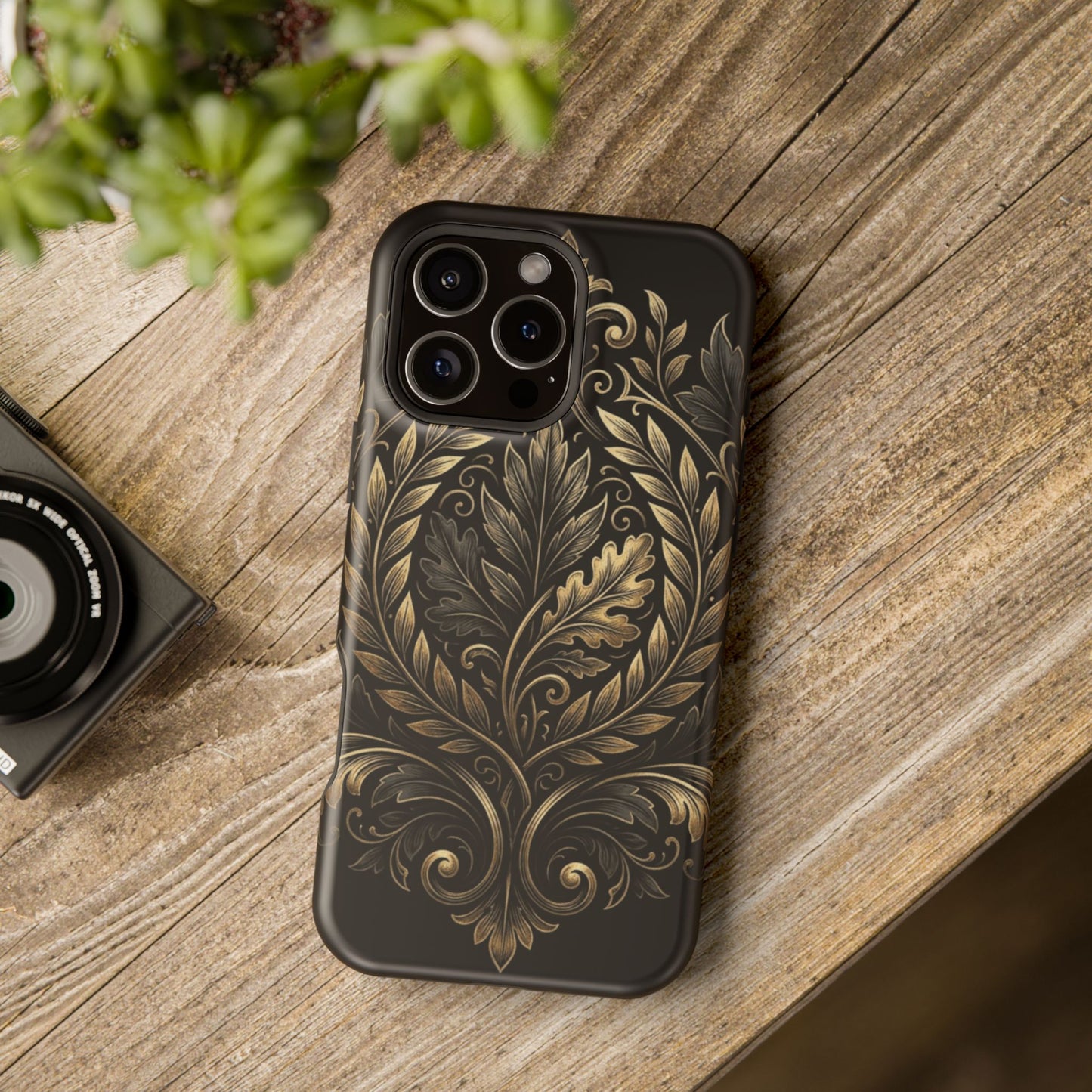 Baroque Gold Leaf Phone Case — Impact-Resistant Protective Cover