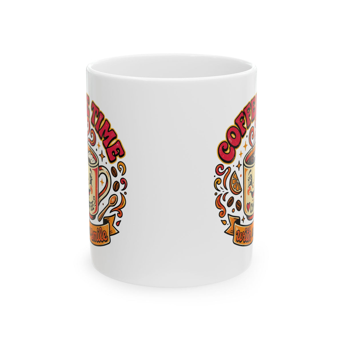 Coffee Time Ceramic Mug (11oz/15oz) – Retro Coffee Cup Design