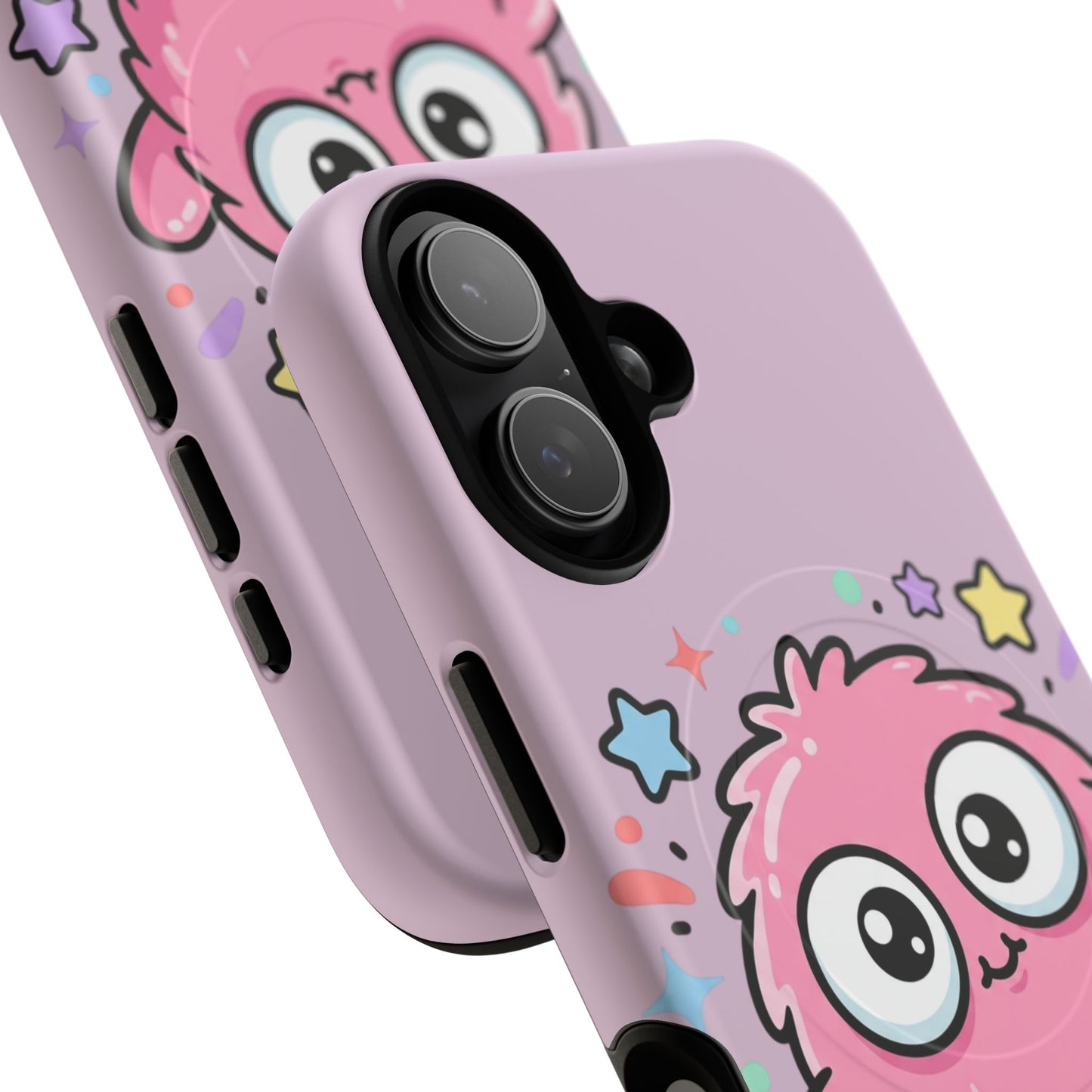 Cute Pink Fuzzy Monster Tough Magnetic Phone Case — Cute Kawaii Protective iPhone Cover