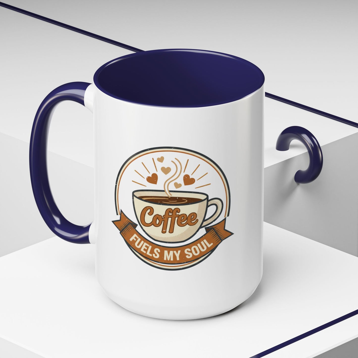 Coffee Mug - "Coffee Fuels My Soul" Accent Ceramic Mug (11/15oz)