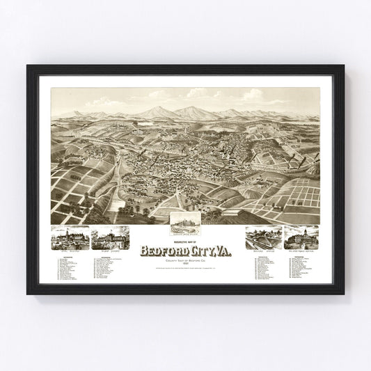 Vintage Map of Bedford City, Virginia 1891