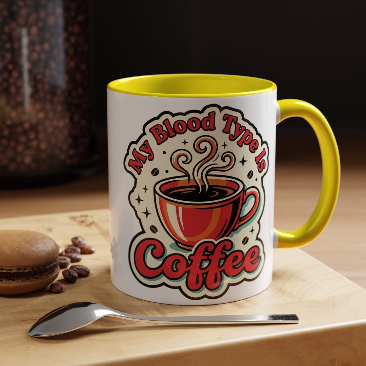 Coffee Mug - "My Blood Type Is Coffee" Accent Ceramic Mug (11oz & 15oz)