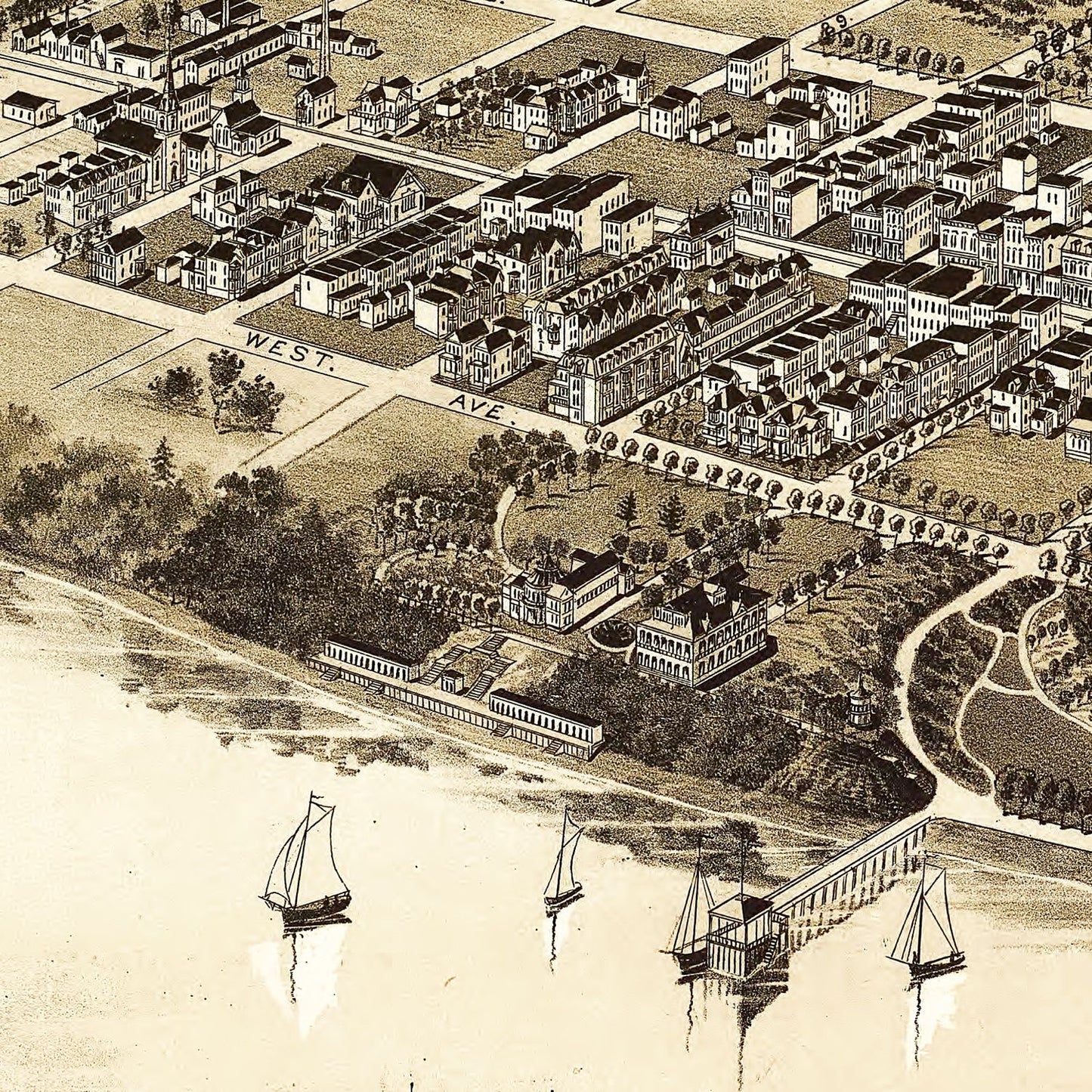 Vintage Map of Newport News, Virginia 1891