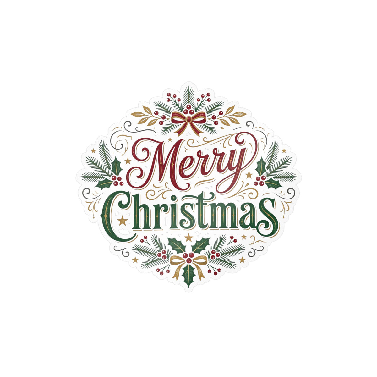 Merry Christmas Vinyl Decal — Holiday Wreath Sticker for Windows, Laptops & Gifts