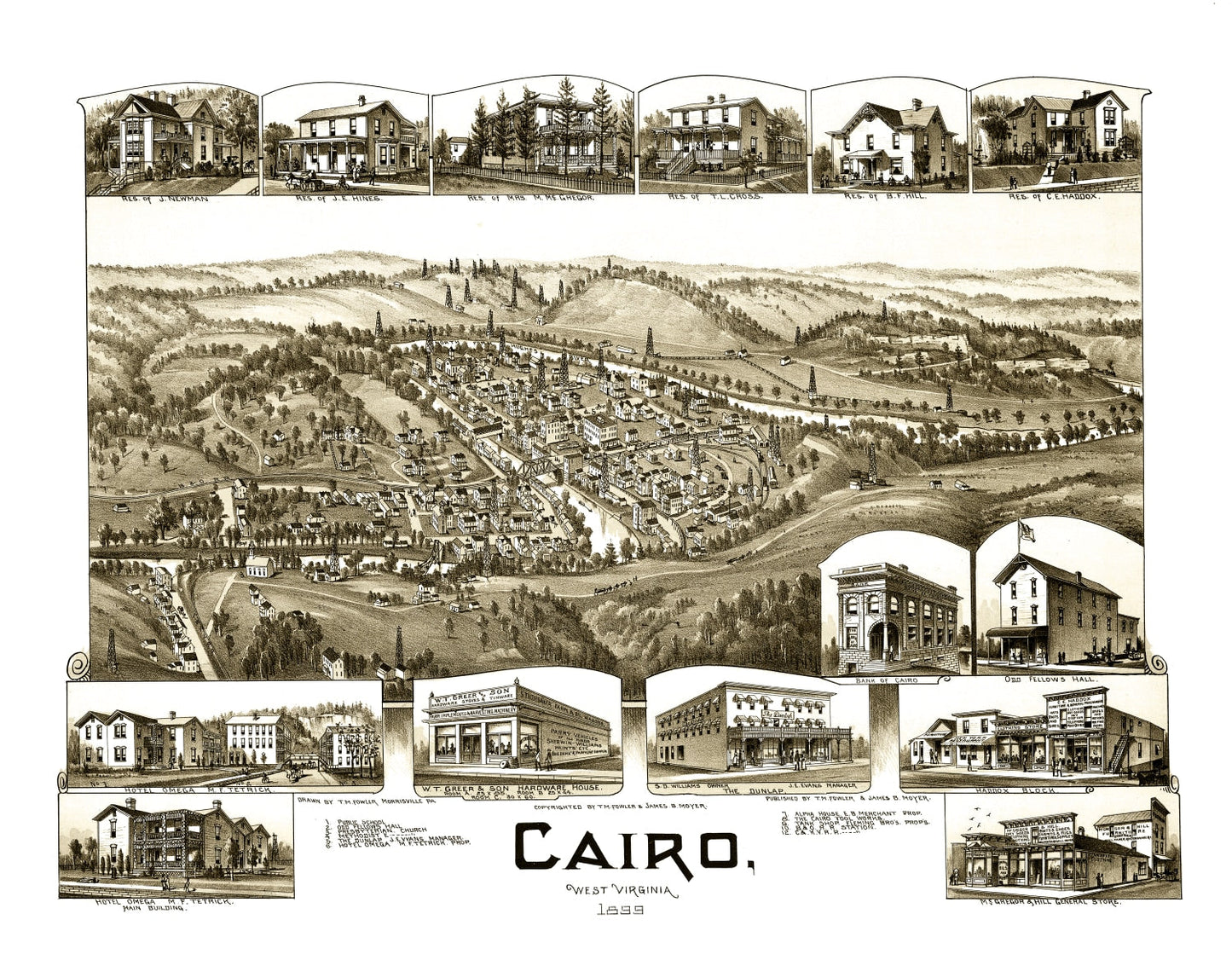 Vintage Map of Cairo, West Virginia 1899