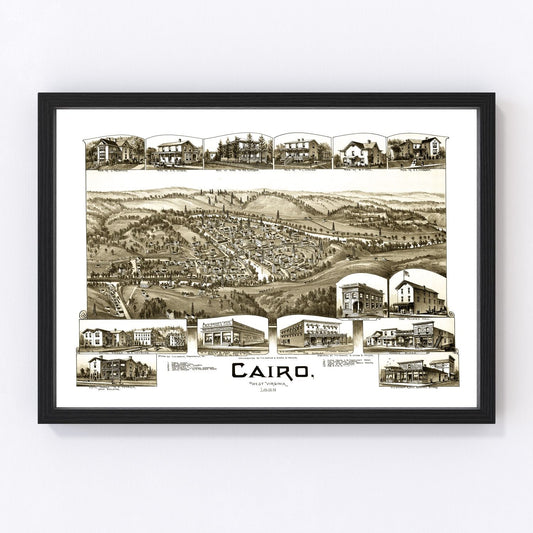 Vintage Map of Cairo, West Virginia 1899