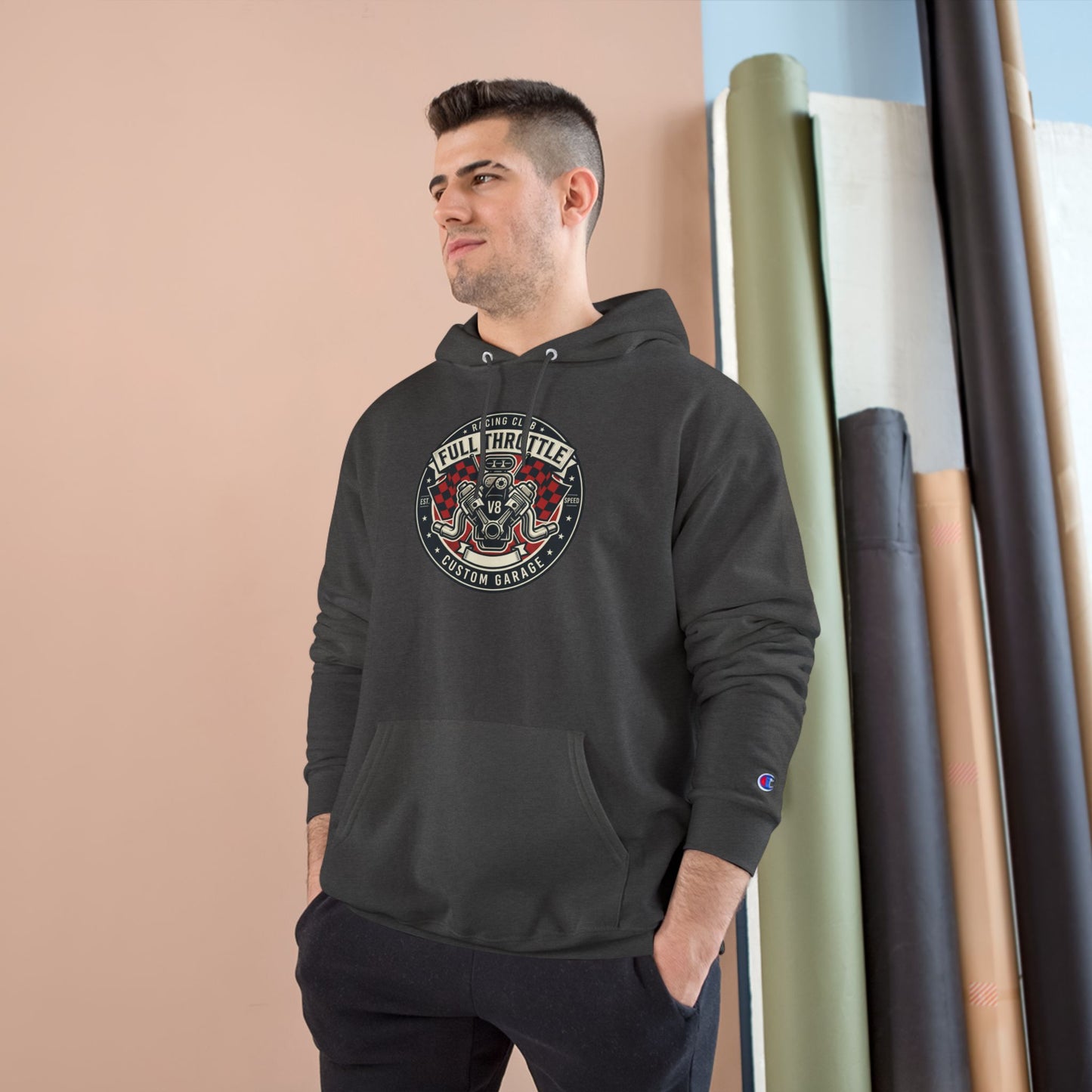 Full Throttle Champion Hoodie — Vintage Racing Graphic