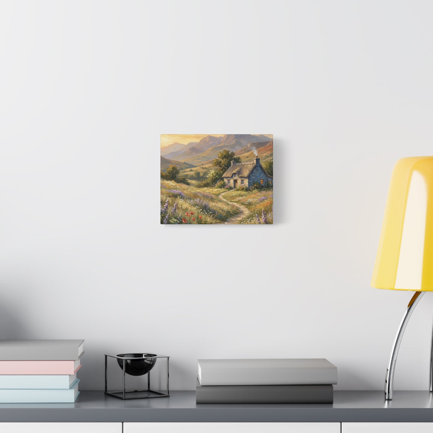 Countryside Cottage Canvas Wall Art — Tranquil Rustic Landscape Print