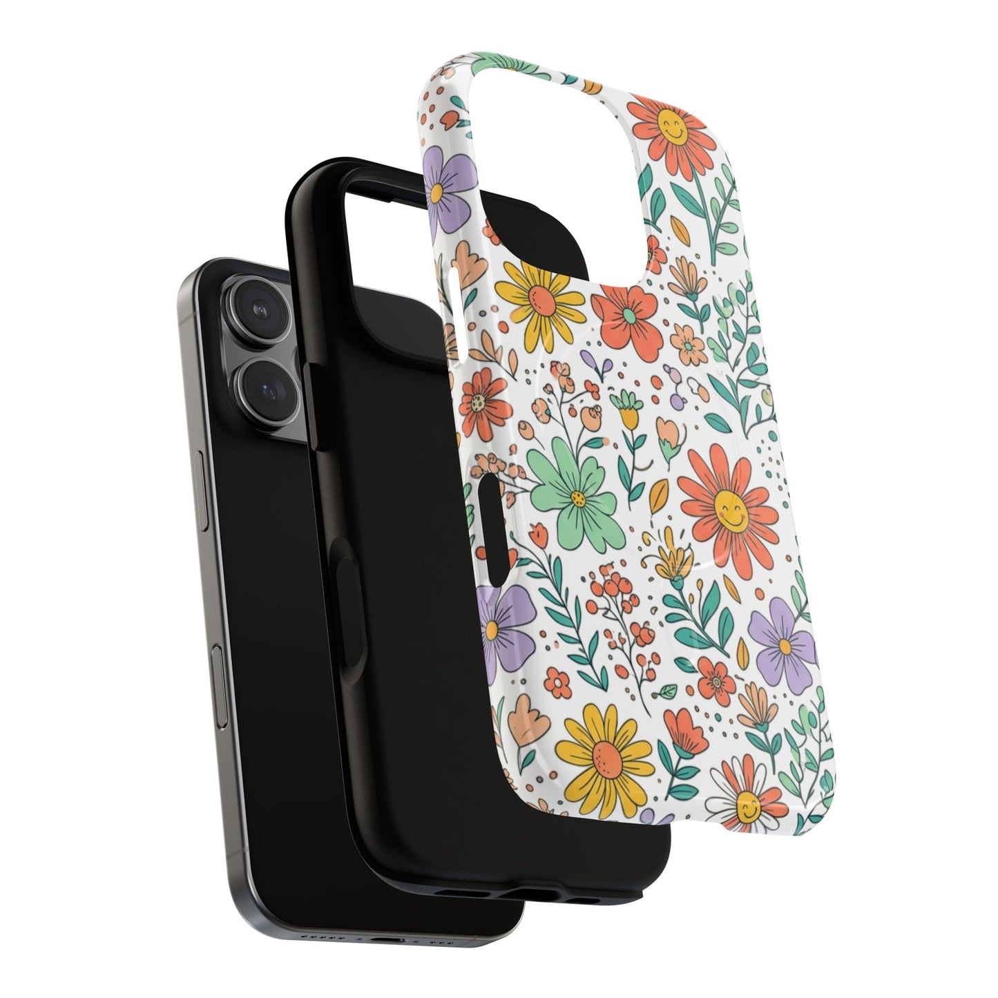 Floral Doodle Tough Magnetic Phone Case – Colorful Wildflower Protection