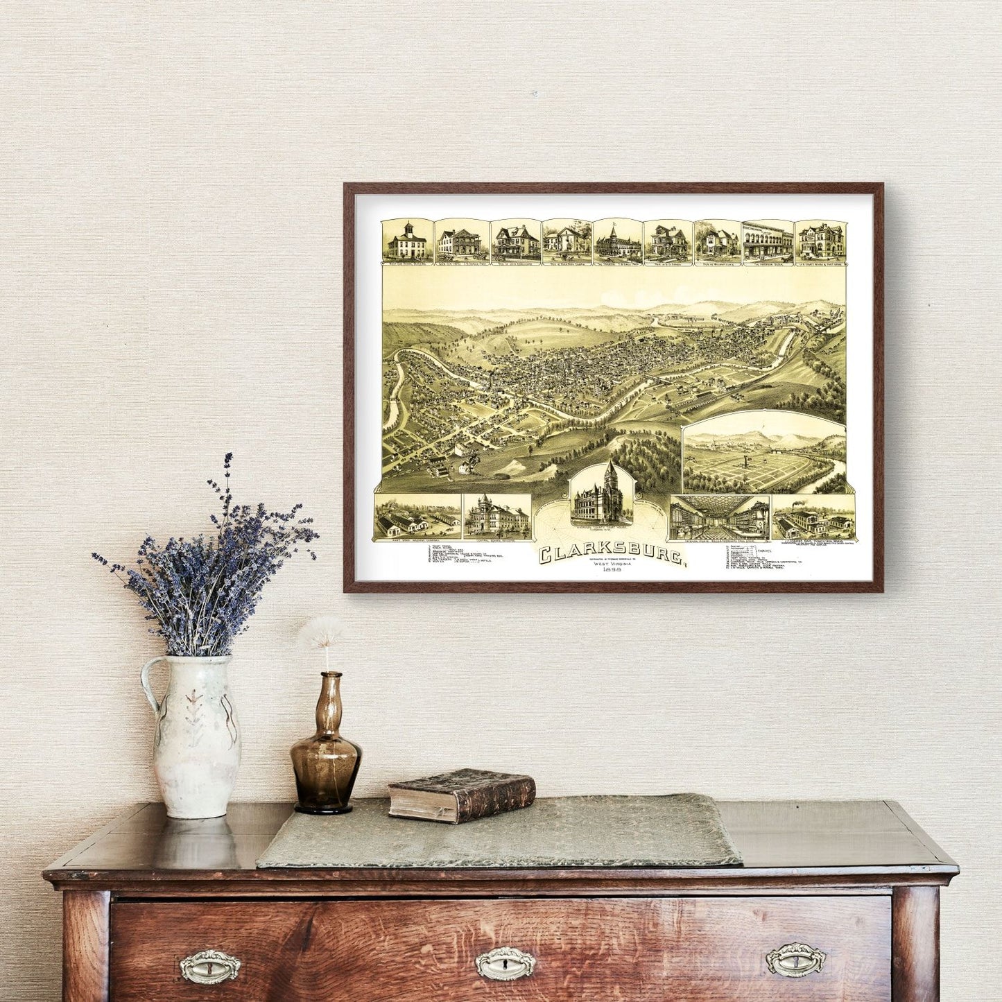 Vintage Map of Clarksburg, West Virginia 1898