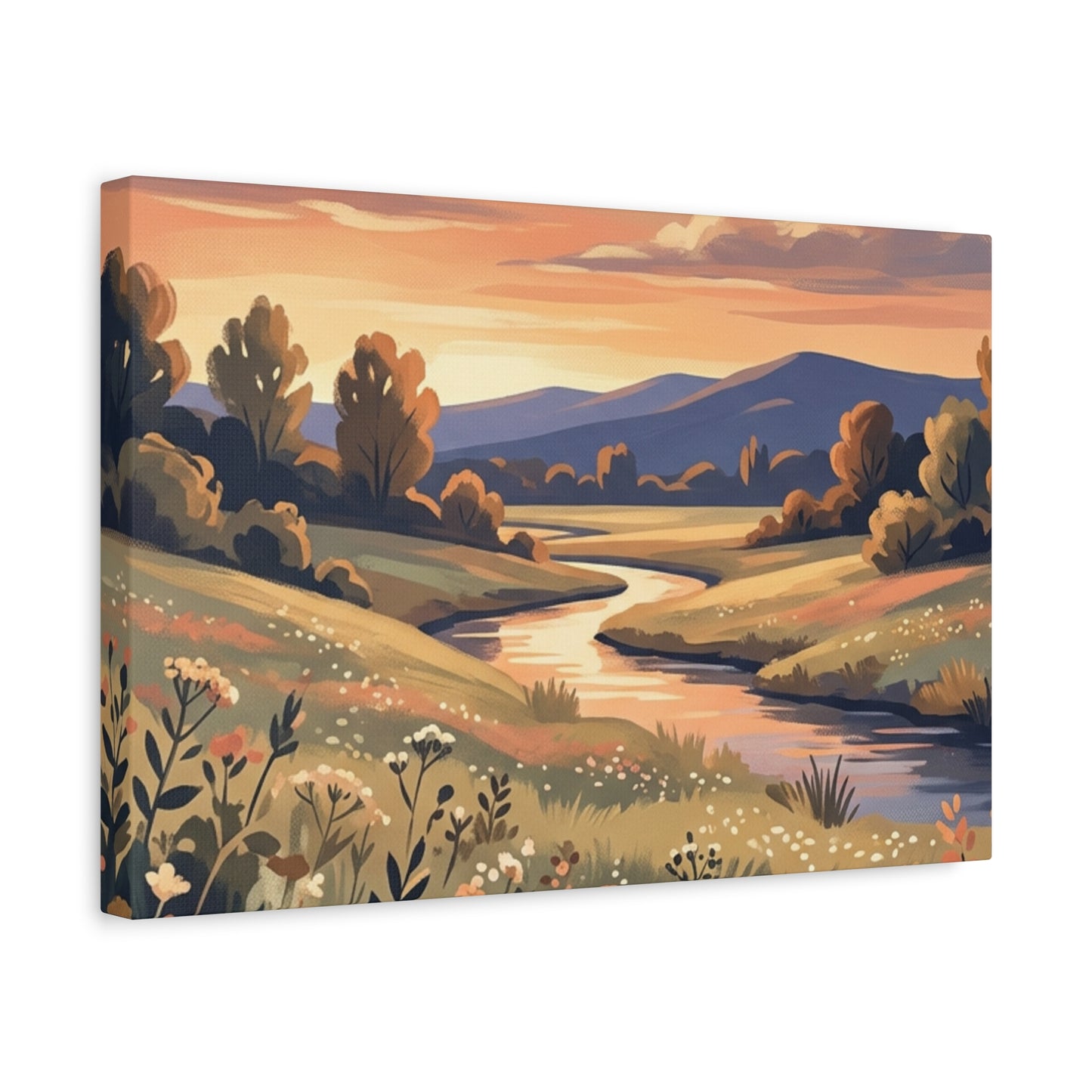 Sunset Meadow Canvas Wall Art
