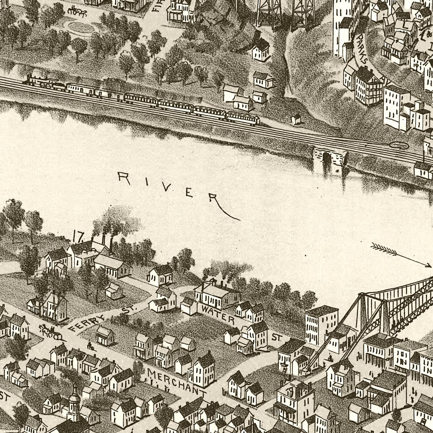 Vintage Map of Fairmont & Palatine, West Virginia 1897