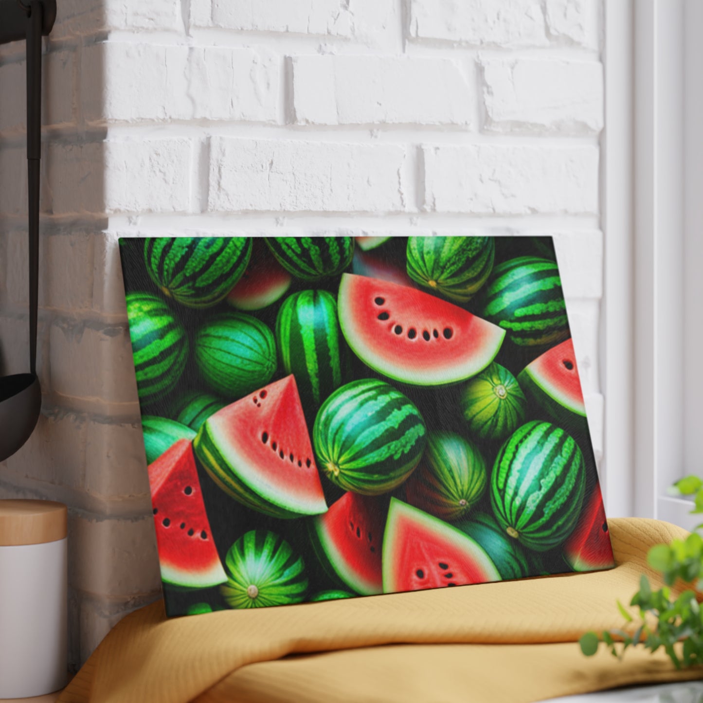 Watermelon Pattern Glass Cutting Board — Vibrant Fruit Kitchen Cutting Board