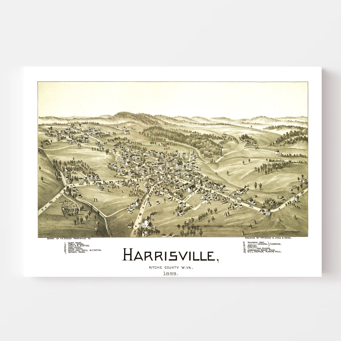 Vintage Map of Harrisville, West Virginia 1899