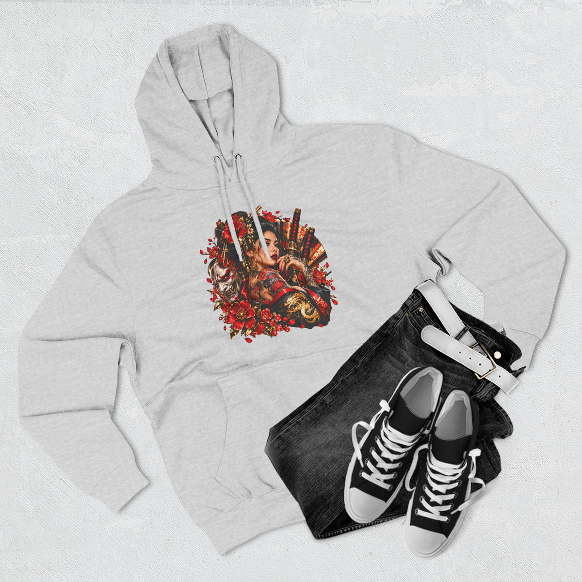 Floral Skull Hoodie — Gothic Rose Graphic Fleece Hoodie