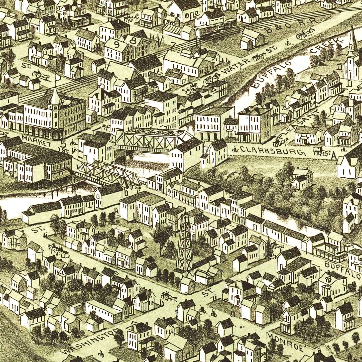 Vintage Map of Mannington, West Virginia 1897