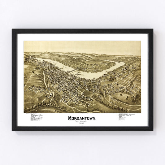 Vintage Map of Morgantown, West Virginia 1897