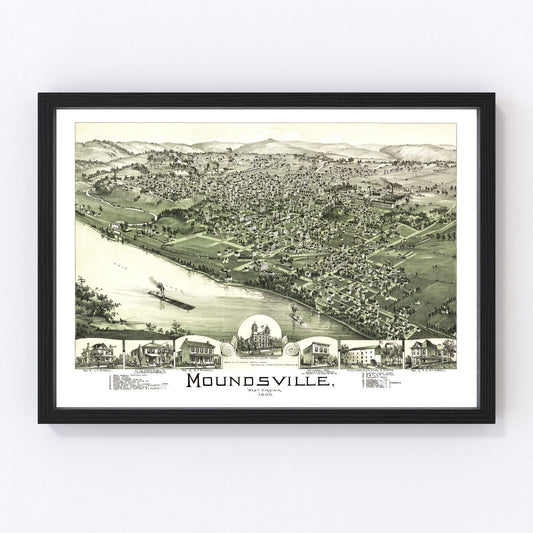 Vintage Map of Moundsville, West Virginia 1899