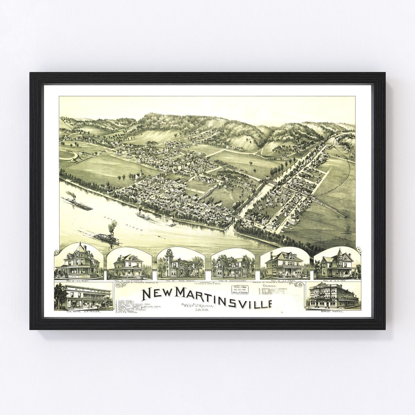 Vintage Map of New Martinsville, West Virginia 1899