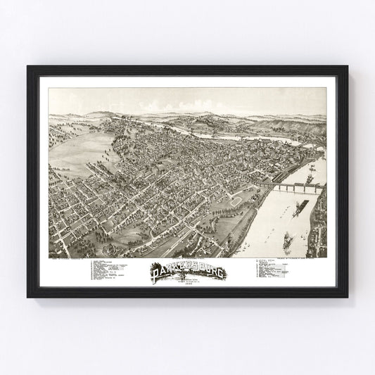 Vintage Map of Parkersburg, West Virginia 1899