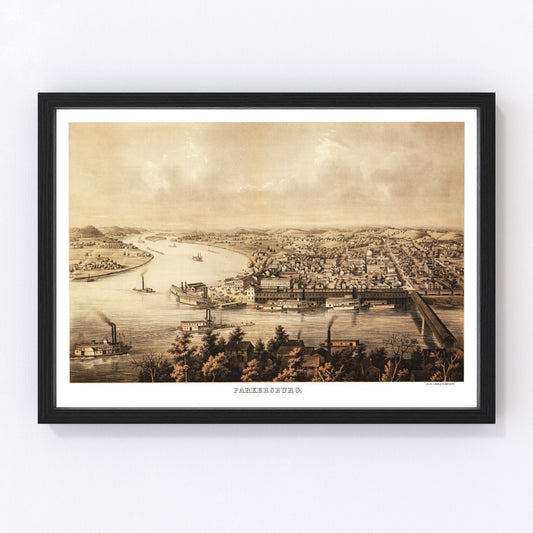 Vintage Map of Parkersburg, West Virginia 1861