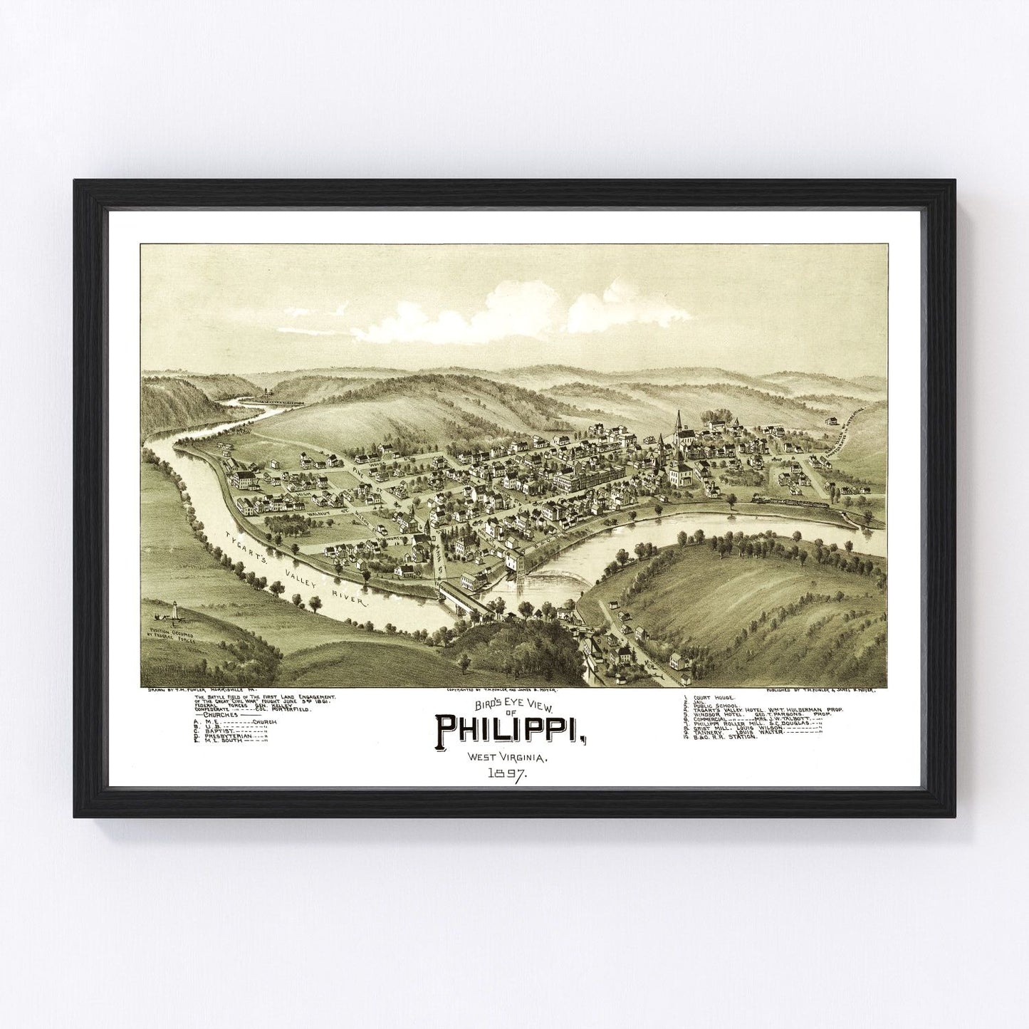 Vintage Map of Phillippi, West Virginia 1897