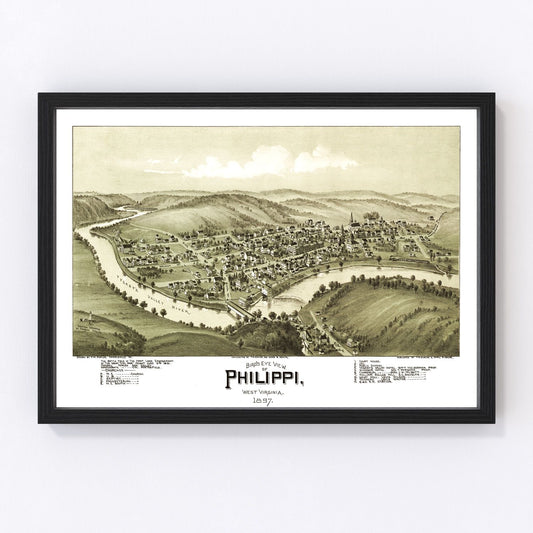 Vintage Map of Phillippi, West Virginia 1897