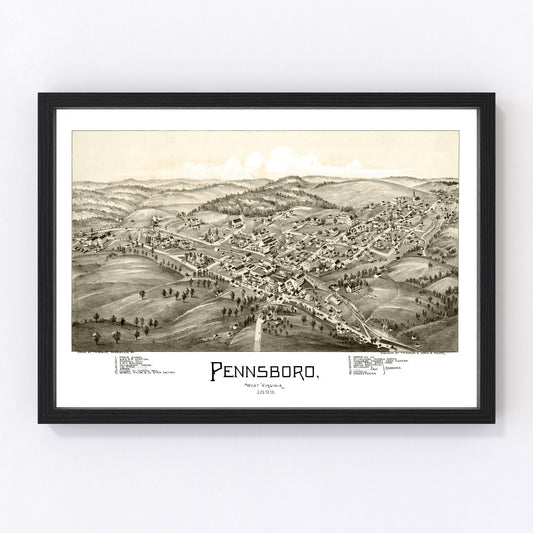 Vintage Map of Pennsboro, West Virginia 1899