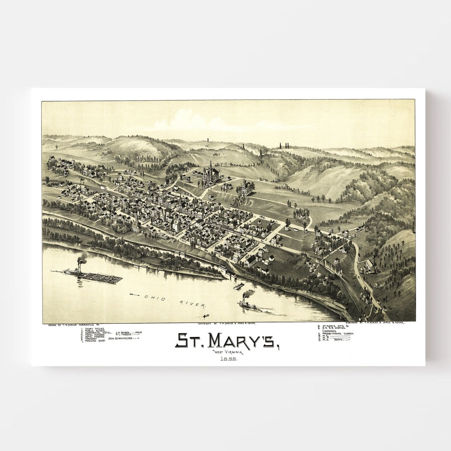 Vintage Map of St. Mary's, West Virginia 1899