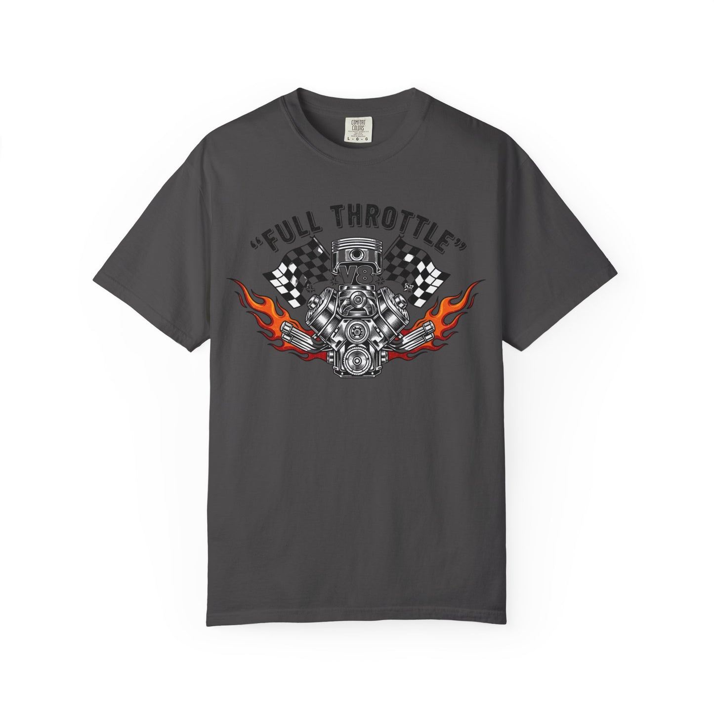 Full Throttle V8 Engine T-shirt | Racing Flags, Flames
