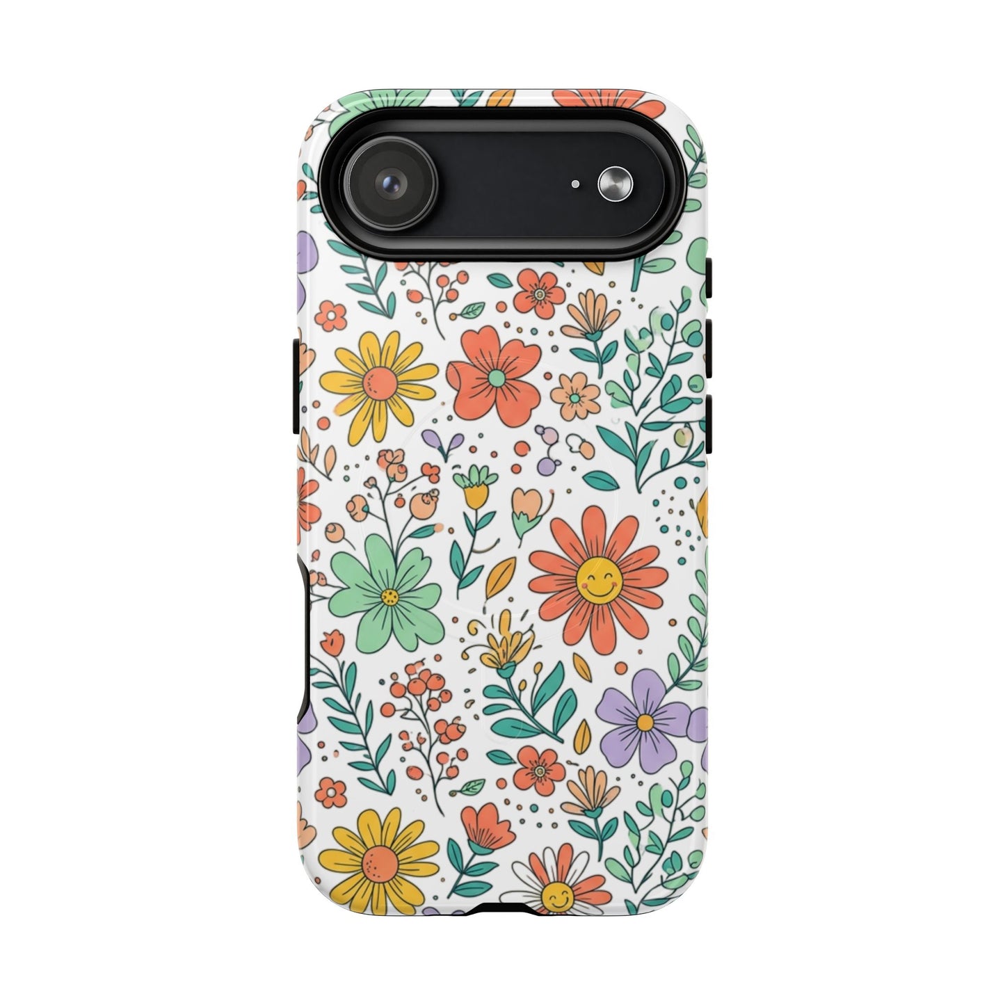 Floral Doodle Tough Magnetic Phone Case – Colorful Wildflower Protection