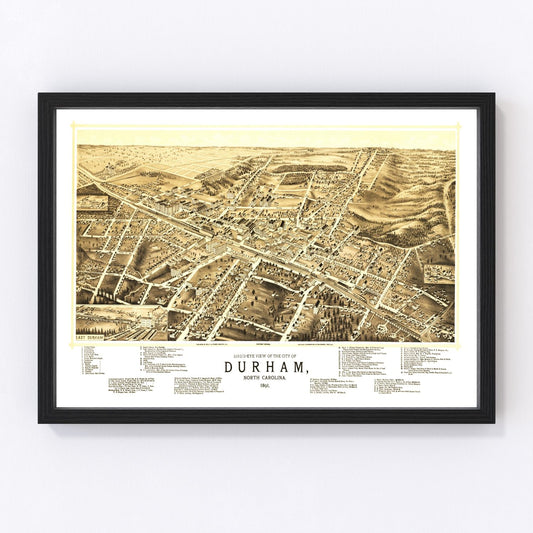 Vintage Map of Durham, North Carolina 1891