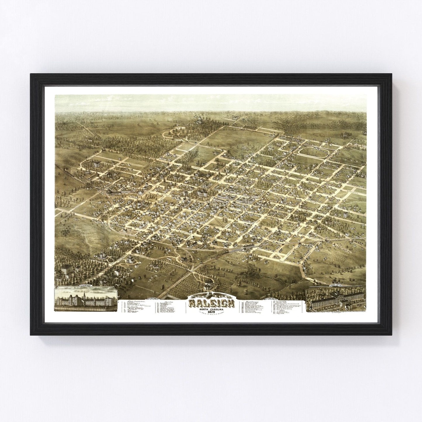Vintage Map of Raleigh, North Carolina 1872
