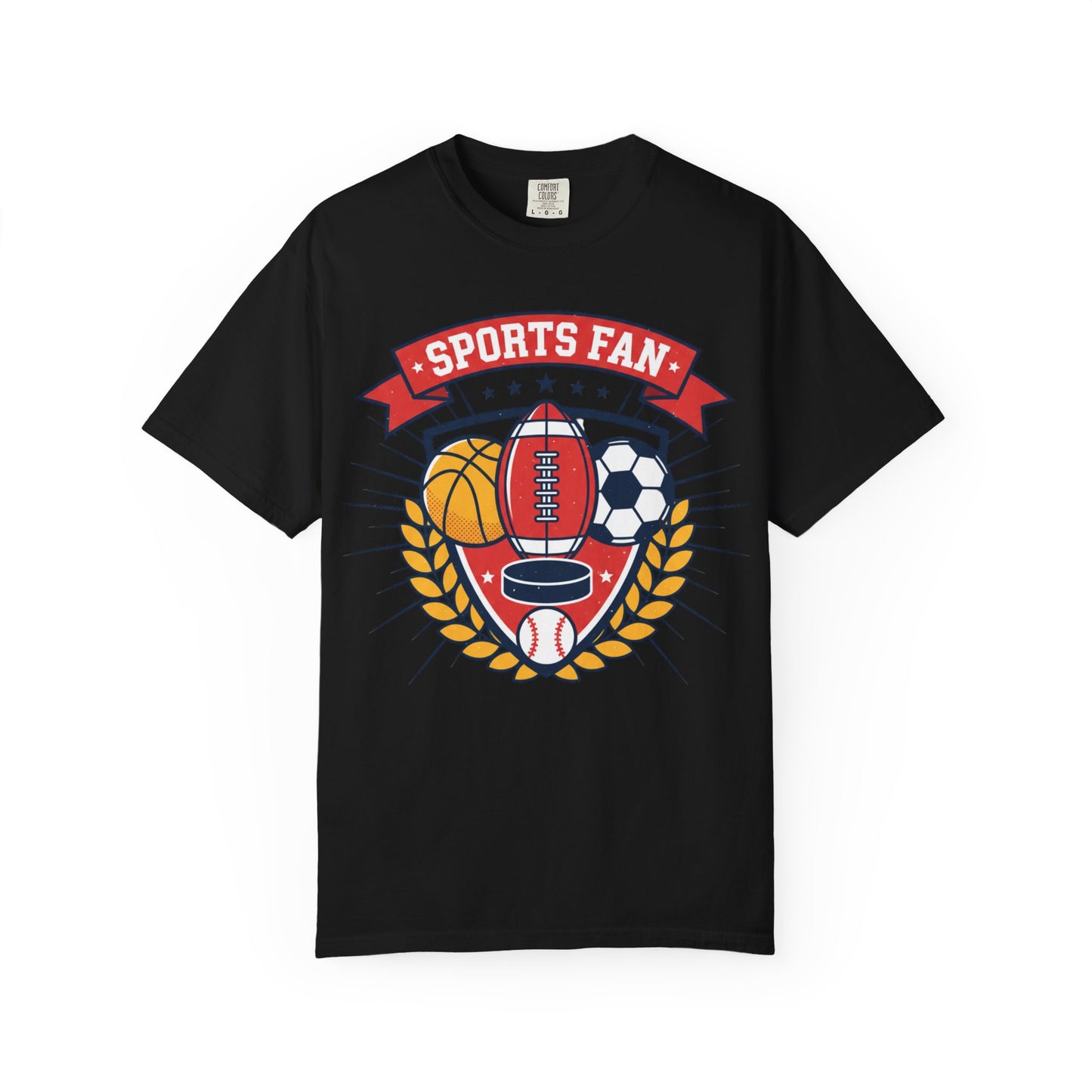 Sports Fan emblem T-shirt | Football Basketball Soccer Baseball