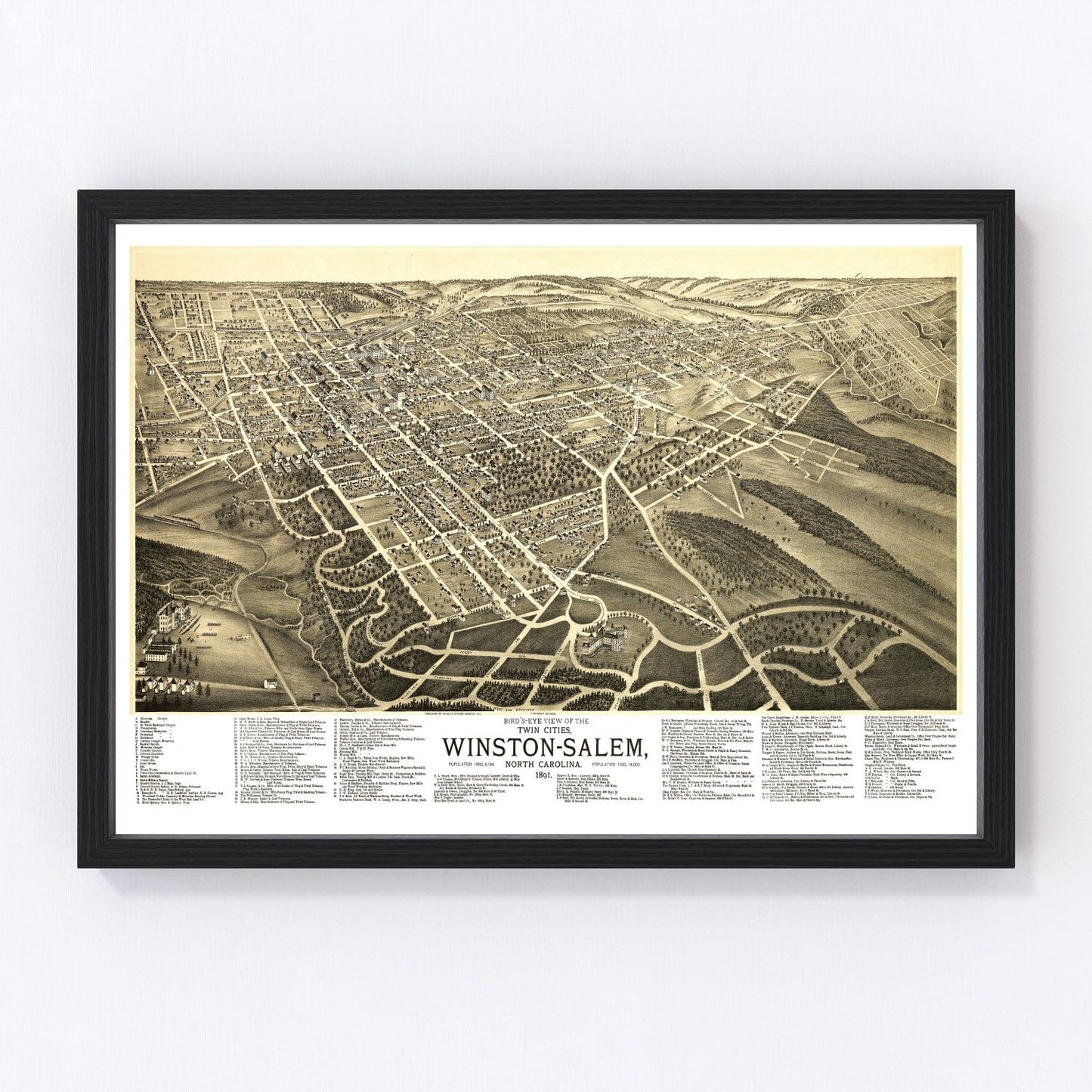 Vintage Map of Winston-Salem, North Carolina 1891