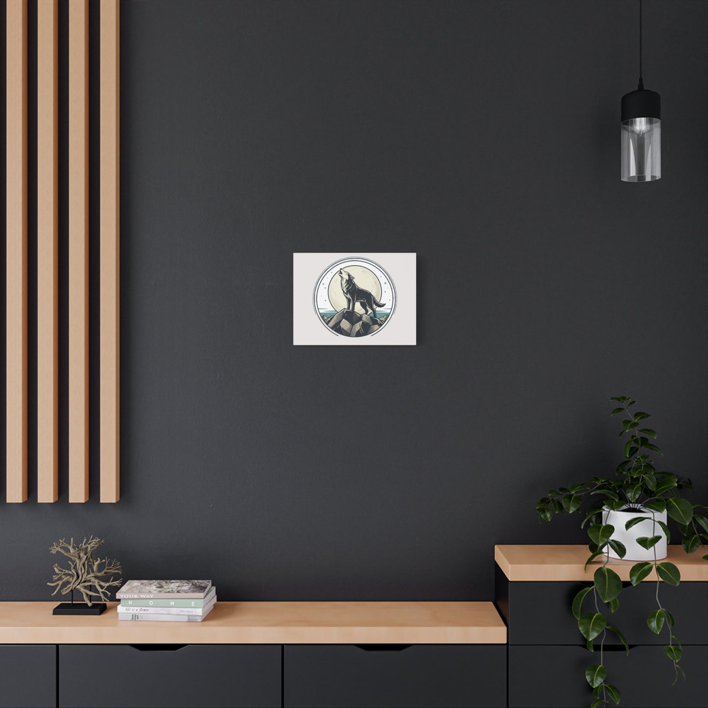 Howling Wolf Canvas Wall Art — Moonlit Wilderness Matte Stretched Print