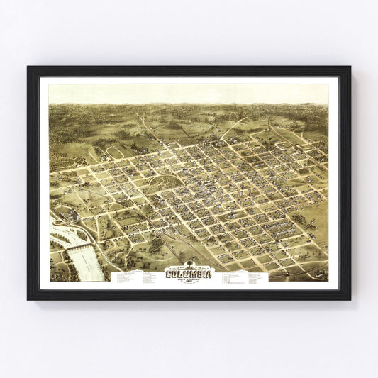 Vintage Map of Columbia, South Carolina 1872