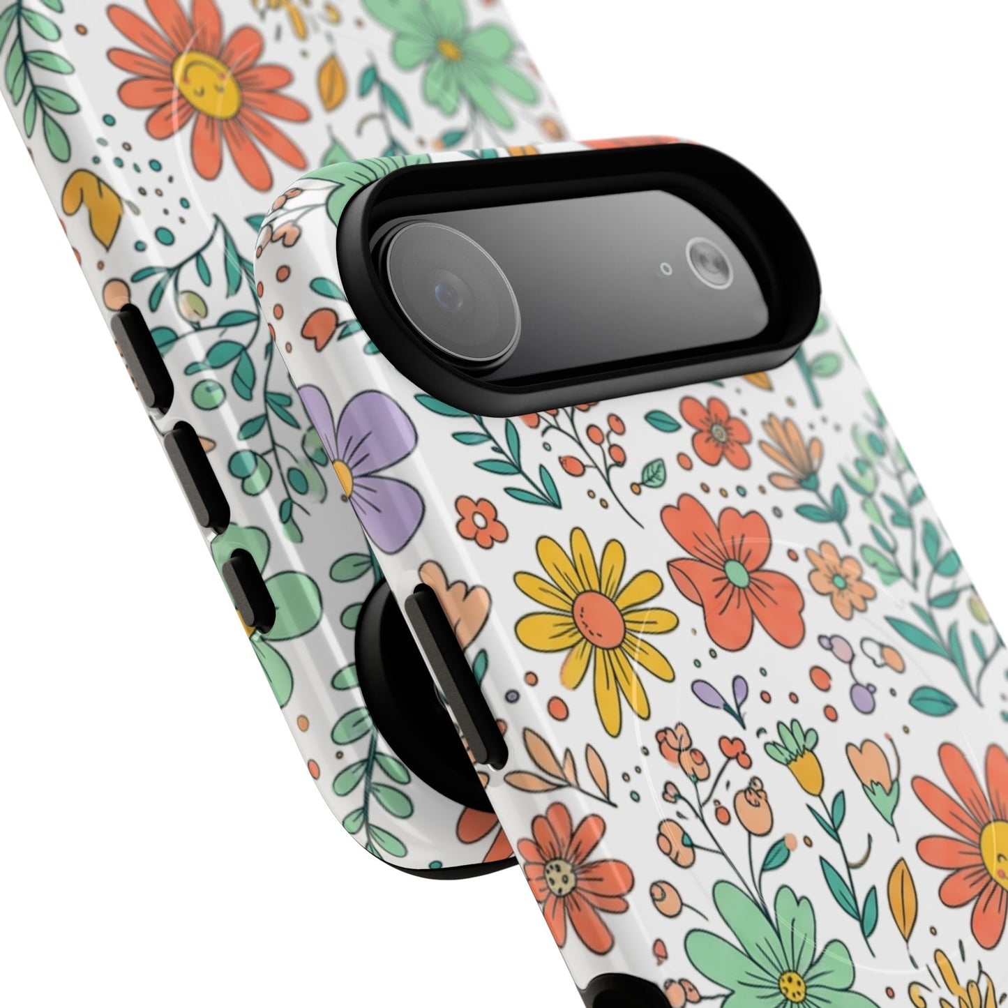 Floral Doodle Tough Magnetic Phone Case – Colorful Wildflower Protection