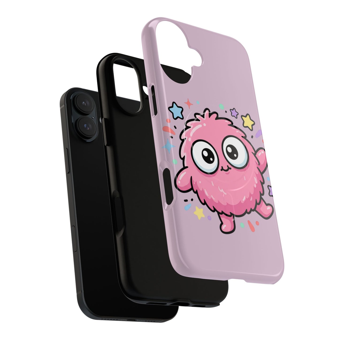 Cute Pink Fuzzy Monster Tough Magnetic Phone Case — Cute Kawaii Protective iPhone Cover