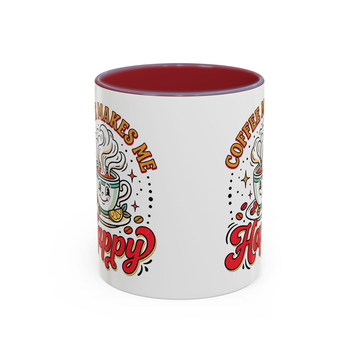 Coffee Mug — "Coffee Makes Me Happy" Cute Retro Accent Mug (11/15oz)