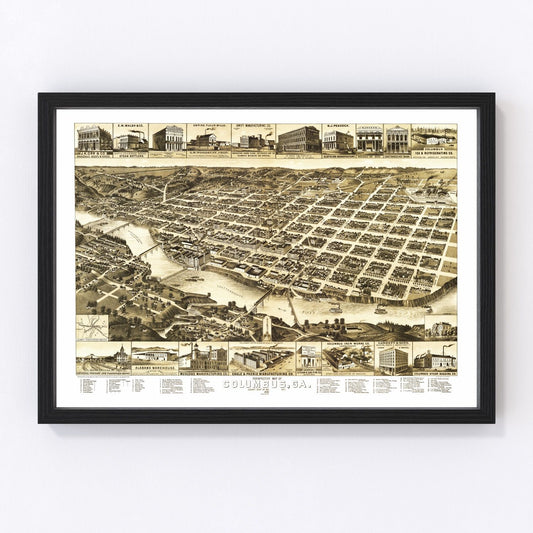 Vintage Map of Columbus, Georgia 1886