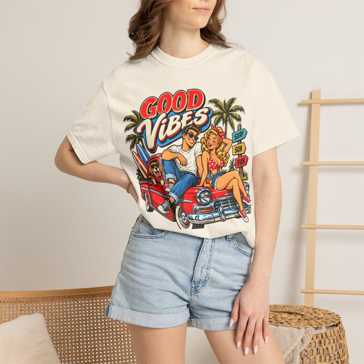 Good Vibes Retro Beach T-Shirt
